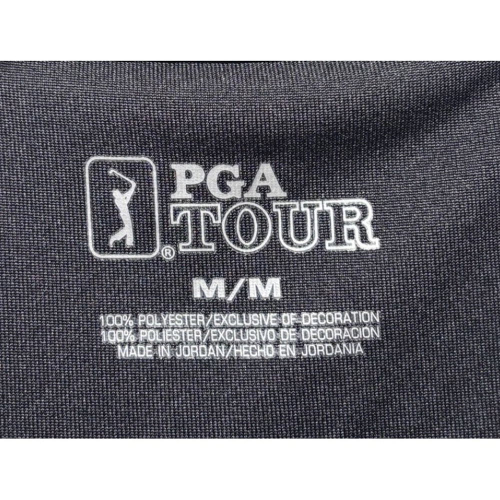 PGA Tour Golf Polo Shirt Mens Medium Blue Black Striped Performance Polo Golf - Picture 6 of 6